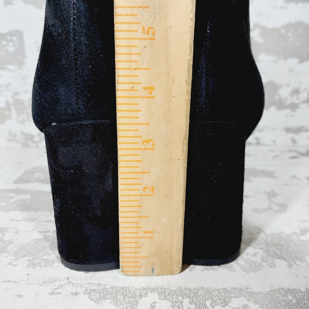 Sam Edelman Codie Black Suede Leather Block Heel Ankle Boots  M372 - Picture 7 of 12